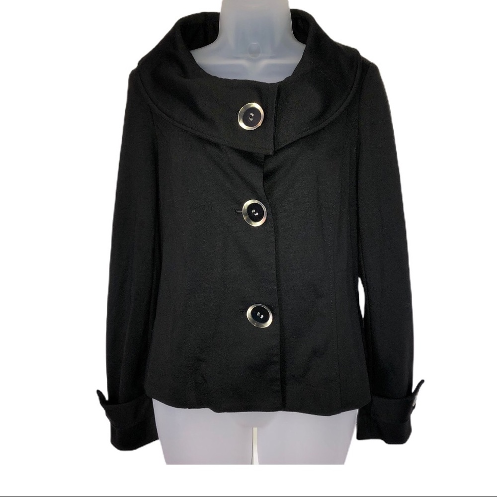 TRIBAL Black Shirt Jacket Blazer Coat Button